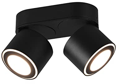 Trio Leuchten LED Deckeneinbau u. Aufbauleuchte Taurus 652910232, Metall Schwarz matt, inkl. 2x 3.5 Watt + 2x 1.5 Watt LED