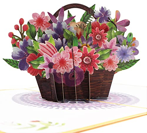 iLovepaper Pop-Up Blumenkarte, 3D Blumenkarte für Sie, Frauen, Frau, Mutter (Geburtstagskarte, Pop-Up Grußkarte, Gute Besserung), Popup Glückwunschkarte mit Umschlag Blumenstrauß - Bunt