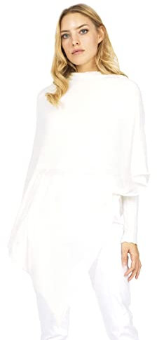 Marine Cashmere - Poncho aus Kaschmir-Mischgewebe für Damen, zart und weich, aus Kaschmir (Weiß)