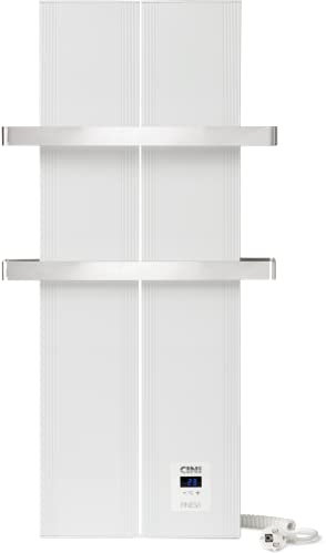 Finesa-D Badheizkörper Elektrisch 500 W mit Smarte Regelung Thermostat, Handtuchheizkörper elektrisch, Handtuchtrockner Elektrisch, (800 x 408, Weiß)