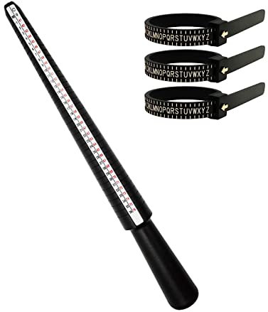 Ensemble de bagues avec tige de mesure en plastique pour mesurer les tailles de doigts, Outils Pour Mesurer La Taille Des Bagues, Ensemble Doigt Anneau De Mesure, Anneaux pour Jauge de Doigt