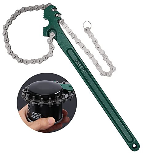Jeemiter Heavy Duty Ratcheting Chain Wrench, 16 Inches Automotive Oil Fuel Filter Chain Wrench fits 1.5 to 8 Diameter Pliers Adjustable Removal Remover Tool