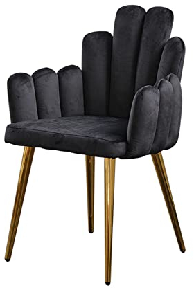 KAWOLA - Freja Esszimmerstuhl - Modernes Design, Komfortabler Samtbezug, Stilvolle Rückenlehne, Belastbar bis 110kg - Schwarz, Metall