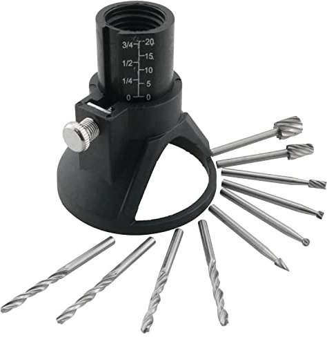WHYHKJ HSS Holzbearbeitung Locator Set Cutting Guide Attachment Kit (1 x Cutting Guide; 4 x Drill; 6 x HSS Routing Router Bits) Carving Rotary For Rotary Tool