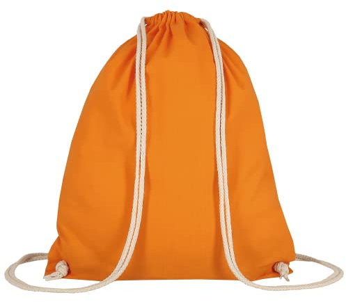 TEXXILLA 10er Pack Turnbeutel - Oeko-TEX 100 Zertifiziert | mit robusten Zugbändern | 38x46cm | Jutebeutel | Einkaufstasche | unbedruckt, Farbe:Mandarin, Größe:10 Stück