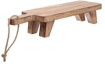 BUTLERS Holzpodest eckig Höhe 7cm aus Holz -ON Stage- Dekobrett aus Holz länglig mit Füßen | Servierständer für Brot, Obst, Käse | Dekoteller, Servierbrett für Brotzeit