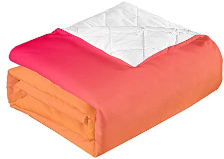 Chickwin Tagesdecke Bettüberwurf, Farbverlauf Tagesdecken mit Prägemuster Gesteppt Steppdecke Überwurf Wohndecke aus Mikrofaser (150x200cm,Rot orange)