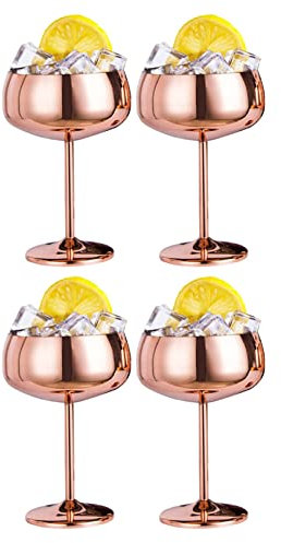 Copper Coupe Champagne Glasses 4 Stainless Steel Vintage Glass Wine Goblet