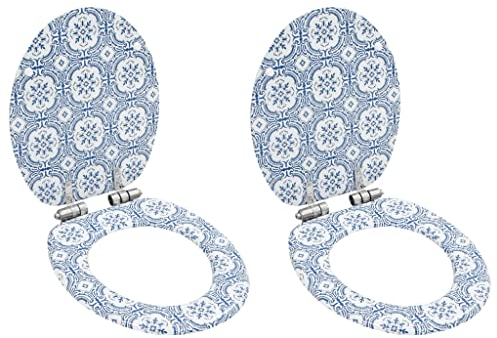HOMIUSE Toilettensitze 2 Stk. Soft-Close-Deckel MDF Porzellan-Design Toilettendeckel Wc Sitz mit Absenkautomatik Toilettendeckel mit Absenkautomatik Klodeckel mit Absenkautomatik 42,5x35,8 cm