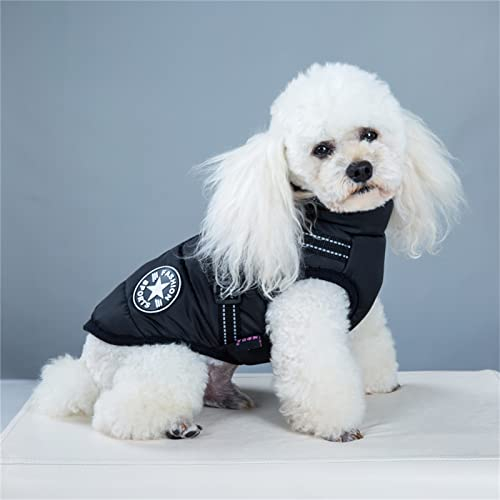 Hunde-Wintermantel, wasserdicht, Hundekleidung, Mantel, warme Winterjacke mit Geschirr für kleine, mittelgroße und große Kleidung, kleine Hundemantel, wasserdichte Winterjacke, warme Weste, S, schwarz
