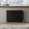ELEGANT 600 x 884 mm Black Horizontal Radiator Double Flat Panel Radiator Column Designer Modern Central Heating Rad for Bathroom/Kitchen/Living Room