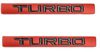 Turbo-Emblem, Auto-Seiten-Kotflügel, Heckklappe, Abzeichen, modifizierte Turbo-Embleme, Dekoration, Aufkleber, Ersatz für alle Autos (rot/schwarz), 2 Stück