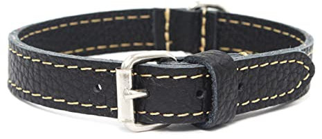 DOGISSIMI Hundehalsband aus echtem Leder, erhältlich in verschiedenen Größen und Farben | Günstiges Hundehalsband | Widerstandsfähig, ökologisch und nachhaltig (L, Schwarz)