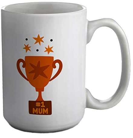 Shopagift Number 1 Mum Mug #1 Trophy Mother's Day Birthday White 15oz Large Gift Cup