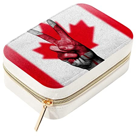 Kanada-Flagge, Peace-Hand-Reise-Schmuckkästchen, kleiner Organizer, Aufbewahrungsboxen für Frauen und Mädchen