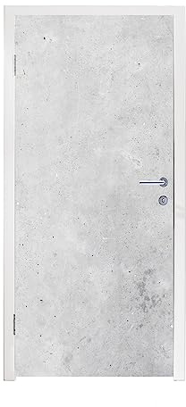 MuchoWow© Türtapete Türaufkleber Selbstklebende Tapete Tür Deko | 95x235 cm - Verwitterung - Beton - Bauwerke - Vintage - Industriell - Grau