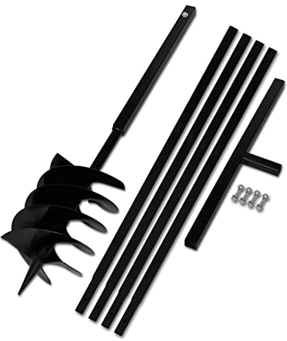PURADAY Erdbohrer mit Griff 120 mm Verlängerungsrohr 5 m Bohrer für Edelstahl Handerdbohrer Gartenbohrer Erdlochbohrer Bohrer mit Einem Griff Metallbohrer Bohrer Set Metall Erdbohrer Hand