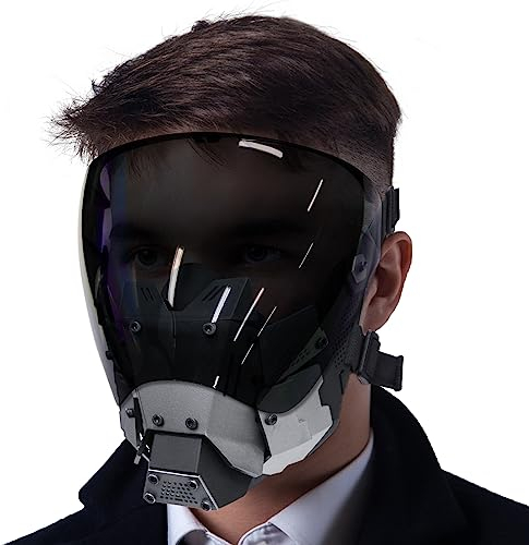 AOUTACC Punk Maske Cosplay Punk Gothic Maske für Männer Anti-Fog Abnehmbare Halbmaske Futuristische Halbmaske für Halloween Party technische Kleidung Musikfestival
