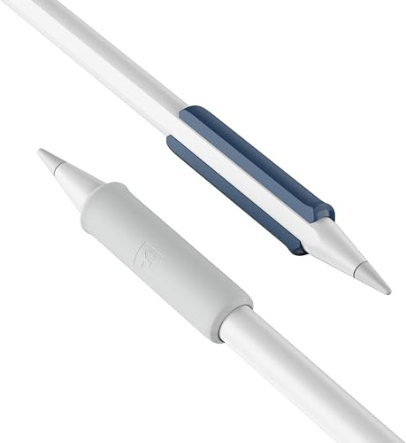 FUSE Apple Pencil Grip - Compatible with Gen 2 iPad Stylus for Procreate Drawing, Writing - Designed for Magnetic Charging and Double Tap Sensor (Frost White, Draft Blue)