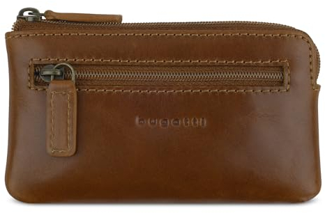 bugatti Remo Schlüsseletui mit 2 Schlüsselringen, Leder-Schlüsselmäppchen in edler Geschenkbox -Cognac