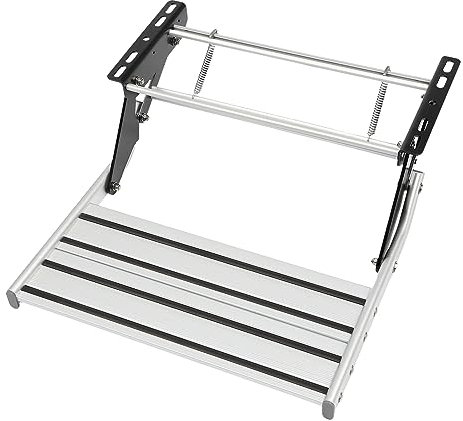 YISSALE Marchepied en aluminium pour camping-car, camping-car, camion - Montage manuel - Surface en caoutchouc antidérapante - Capacité de charge : 330 kg - Argenté