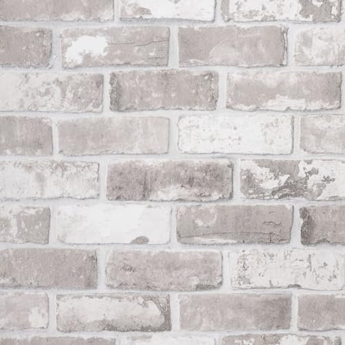 vidaXL Papier Peint 3D, Revêtement Mural, Papier Peint Intissé de Meuble Chambre à Coucher Salon Restaurant Maison, Motif de Brique Gris 10x0,53 m Non Tissé