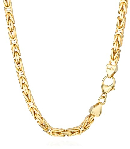 NKlaus Königliche Brillanz: 925 Silber Gelbgold vergoldete Königsketten, 50cm, 55cm, 60cm, 4-fach diamantiert, 4,8mm Breite – Ein majestätisches Collier