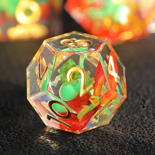 DND Würfel Set 7pcs Blume D4 D6 D8 D10 D% D12 D20 Handgefertigt Kunstharz Scharfkantige D&D Würfel für Dungeons und Dragons Pathfinder Rollenspiele Tischspiele RPG MTG Spiele mit Geschenkbox