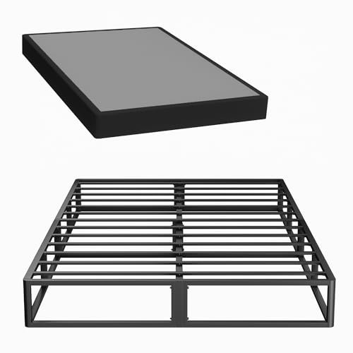 Superay Boxspringbett 12,7 cm Bettgestell Matratze Fundament Metallbettrahmen mit Bezug Einfache Montage Queen Heavy Duty Geräuschfrei Schwarz