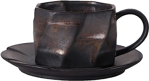 Personality Coffee Cup, Coffee cups,Coffee Cup* Tea Cup and Saucer Set, Ceramic Coffee Tea Cup and Saucer Set Van Gogh White Rose Pottery Coffee Mug and Saucer Set, Milk Juice Mug Plate Birthday Gift