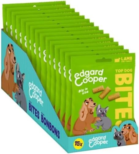 Edgard Cooper Hundeleckerli, Top Dog Bites (Lamm & Truthahn, 50g x 15, Kleine Bites), Leckerlis, Getreidefrei, Natürliche Zutaten, hoher Proteingehalt und frisches Fleisch