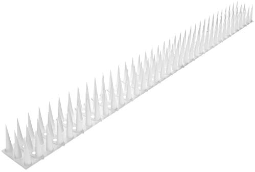 BirnePower Vogelabwehr Spikes Taubenspitzen 50 x 4,5 cm Kunststoff Höhe 3cm Tierabwehr Taubenspikes 3-reihig Vogelschutz Taubenabwehr Weiß 12 Stück 6m
