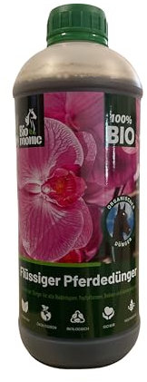 Biomonic Pferdemist - 100% Natürliches Zertifiziertes Produkt - Universeller Dünger für Grünpflanzen, Blühpflanzen, Obst, Gemüse, in der Landwirtschaft - Dünger für Orchideen 1l
