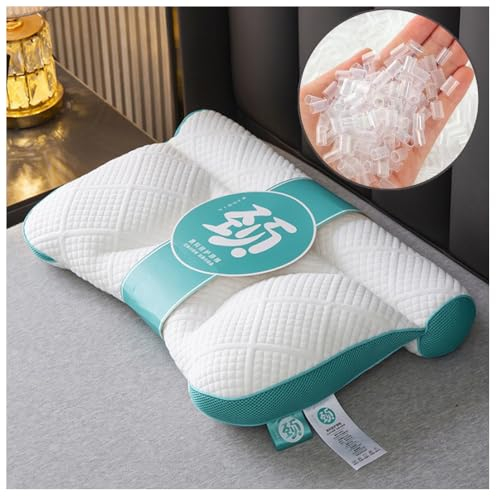 Zocnuio Handgefertigtes Halswirbelkissen zur Linderung von Nacken- und Schulterschmerzen, Coutour PE-Rohre, Füllkissen, ergonomisches Design, Kissen mit orthopädischer Nackenstütze für Seiten-,