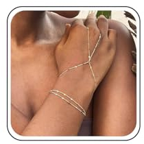 Inateannal Geschichtete Fingerringe Armband Gold Sklavenarmband Handkette Boho Handgeschirr Kettenarmband Vintage Ring Handgelenkarmband Schmuck Für Frauen Und Mädchen