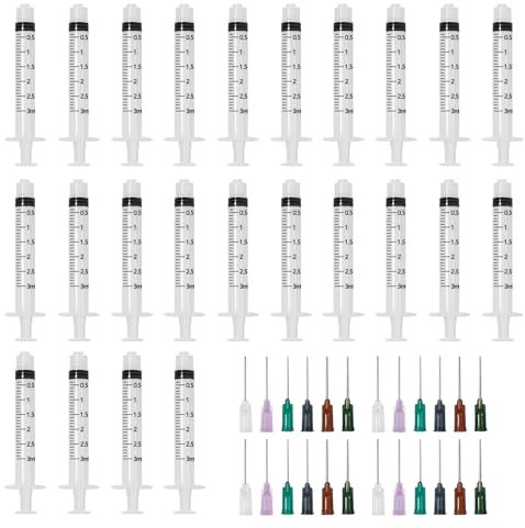 3ml Stumpfe Nadelspitze Spritze, 24Pcs Kunststoff Tinte Füllen Spritze, Plastikspritze Mit Stumpfe Spitze Nadel, Einwegspritzen Mit Nadel Größen Für Labor, Industrielle Anwendungen