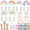 12 Stück Regenbogen Windspiel Bastelset Kinder Regenbogen Holz Klangspiel Basteln Bastelhandwerk zum Pferde Katzen Kreatives Bemalen Holz für Mädchen Junge Kindergeburtstag