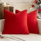 MIULEE 2er Set Samt Soft Solid Dekorative Quadrat Wurf Kissenbezüge Set Kissen Fall für Sofa Schlafzimmer Leuchtendes Rot 18x18 Zoll 45x45 cm