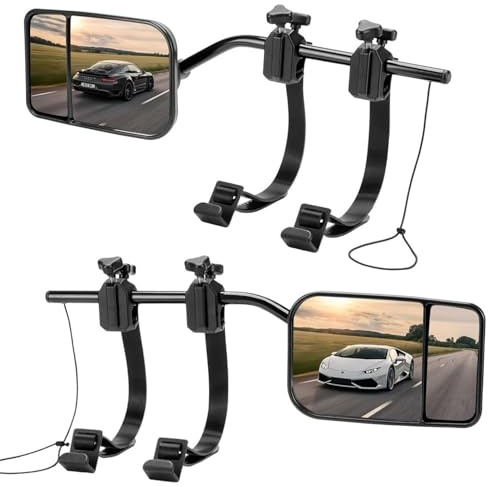 Ausla Towing Mirrors, 1 Pair Universal Adjustable Dual Convex Wing Mirror Extensions with Storage Bag for Caravan SUV RV Truck Trailer