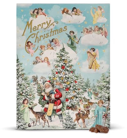 Heidel Engel Nostalgie Adventskalender (75g) – 24 Türchen mit Edel-Vollmilchschokolade – Nostalgisches Weihnachtsdesign – Schokoladengeschenk für Weihnachten - Ein Dezember wie aus Kindheitstagen