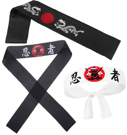 UPKOCH 3stücke Stirnband Japanisch Für Küche Und Sport Sushi-chef-karate-bandana Ninja-stil Für Cosplay Und Partys Robustes Zubehör