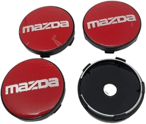 lvjiena 4 stück Auto Radnabenkappen für Mazda MX-5 Miata NA NB NC ND 1990-2019 2020 2021 2022 2023 60mm, Wasserdicht Verschleißfest Radnabe Abdeckung mit Logo Nabenkappen Reifen Felgen Aufkleber,A
