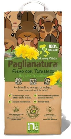 Fieno per Conigli e Roditori - 1,3kg Paglianatura - Per una Dieta Sana e Naturale (1 unità, Tarassaco)