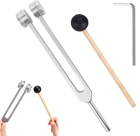 128 Hz Weighted Tuning Fork, Professional Aluminum Alloy Tuning Fork Medical for Healing, C-128 Frequency Healing Device, Sound Healing Instruments for Healing with Taylor Percussion Hammer Mallet