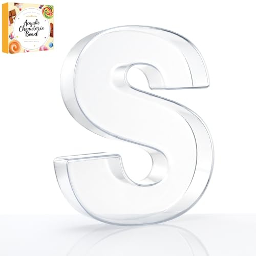 10 Acrylic Charcuterie Letters Fillable Tray, Reusable Alphabet Number Shaped Serving Plates for Charcuterie Board, Display Fruit, Candy, Cake, Party Decor, Birthday, Anniversary（S）