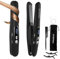 Straxelle Mini Cordless Hair Straighteners, 2 in 1 Portable Flat Iron and Curler Adjustable Temp 175℃-215℃ Straightener with LED Display,5000mAh Travel Straightener for Women Men (Black)
