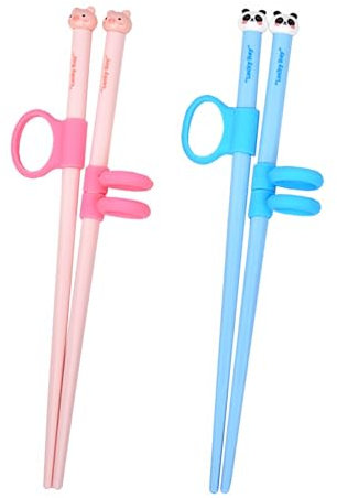 THXFUNAREA 2 Pares de Palillos de Entrenamiento para Niños,Palillos Chinos Principiantes,Palillos Chinos Niños,Vajilla con Palillos de Animales Lindos, para Principiante Niños Adulto