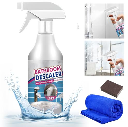Reiniger für hartnäckige Flecken, 2025 Neu Multifunktional Duschkabinenreiniger, WC Reiniger Kalkentferner Dusche Stark, Kalkreiniger Extra Stark für Glas Kanalisation Toiletten (1)