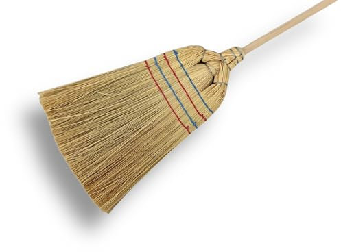 Lot de 10 balais Paille de Riz tressés | Balais Traditionnels Multi-usages | Nettoyage Naturel des Surfaces sèches | Utilisation en intérieur ou extérieur | Kibros 811PRSPx10