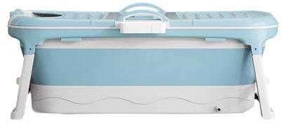 Baignoire Pliable et portable pour adulte - Avec couvercle amovible, panier à savon et rouleau de massage - Taille L -118 * 60 * 53cm - Convient pour petite salle de bain - Bleu